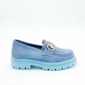 Anna Calzature mocassino con morsetto in suede avio