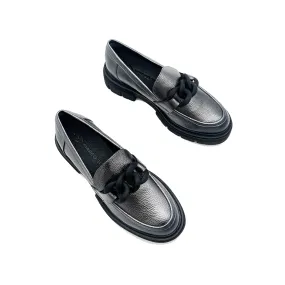 Marco Tozzi mocassino effetto pelle con accessorio Pewter