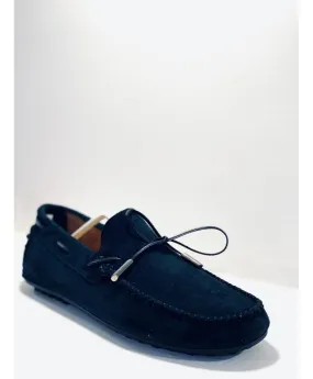 Mocassino uomo scamosciato blu, con suola con gommini